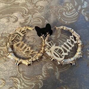 Gold Queen Hoop Earrings